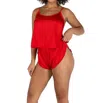 Roma Confidential Soft Satin Tulip Short Set In Red In Red