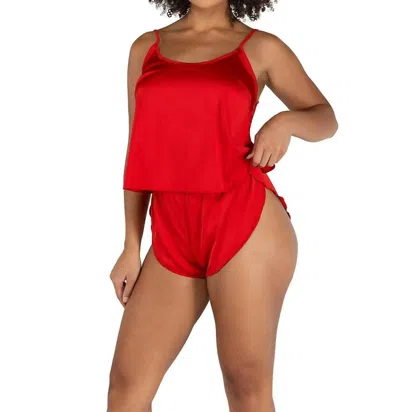 Roma Confidential Soft Satin Tulip Short Set In Red