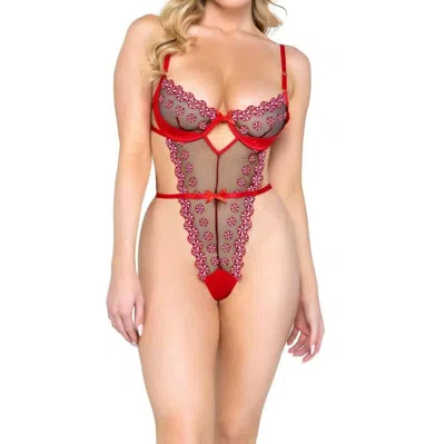 Roma Confidential Sweet & Sticky Teddy Bodysuit In Red