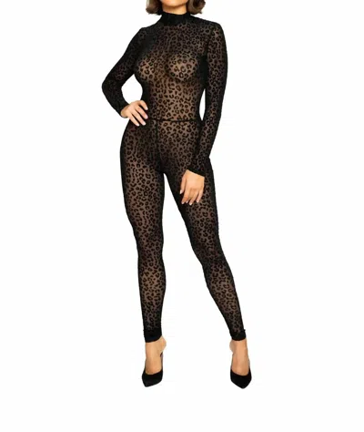 Roma Confidential Velvet Leopard Bodysuit In Black
