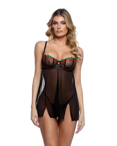 Roma Costume Cherry Delight Babydoll 2pc Set In Black