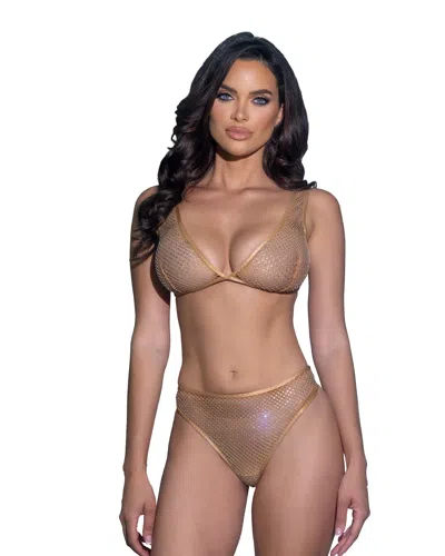 Roma Costume Think Sparkle Rhinestone Bralette 2pc Set In Brown