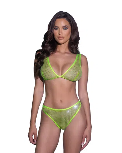 Roma Costume Think Sparkle Rhinestone Bralette 2pc Set In Green