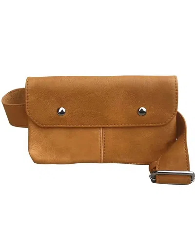 Roma Leathers Women's Sling Bag Fanny Pack In Natural Brown In Purple