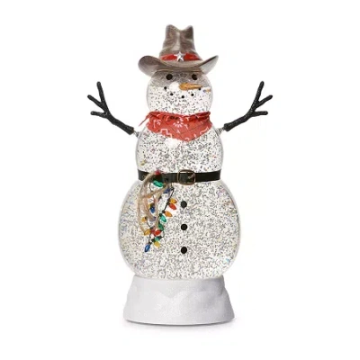 Roman 10.5" Led Swirl Cowboy Snowman Christmas Tabletop Decor In White