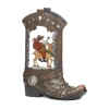 Roman 10in Lighted Swirl Boot With Santa Christmas Tabletop Decor In Brown