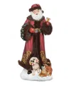 Roman 11.5" H Santa With Puppies Brown In Multi Color