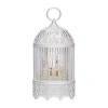 Roman 12"h Lighted Swirl Bird Cage With Church Christmas Tabletop Decor In White