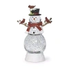 Roman 12"h Lighted Swirl Snowman With Cardinals Christmas Tabletop Decor In White