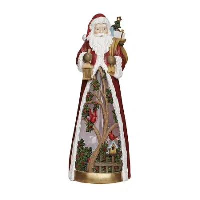 Roman 14"h Lighted Swirl Santa With Cardinals Christmas Tabletop Decor In Multi