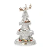 Roman 18.5in Lighted 4 Rotation Tree Plays Music Christmas Tabletop Decor In White