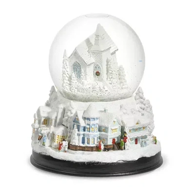 Roman 6.3in Musical Led Swirl Church Plays Music Christmas Tabletop Decor In White