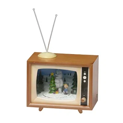 Roman 6.75in Musical Led Rudolph Tv Plays Music Christmas Tabletop Decor In Brown