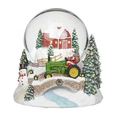 Roman 6"h Musical Dome With Tractor And Barn Christmas Tabletop Decor In Multi