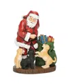 Roman 7" H Santa With Puppies Presents In Multi Color