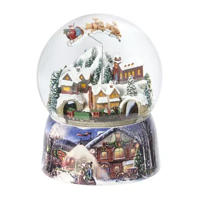 Roman 8" Musical Santa Train Dome Plays Music Christmas Tabletop Decor In White