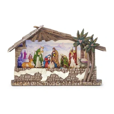 Roman 8.25" Led Nativity Stable Lighted Christmas Tabletop Decor In Multi