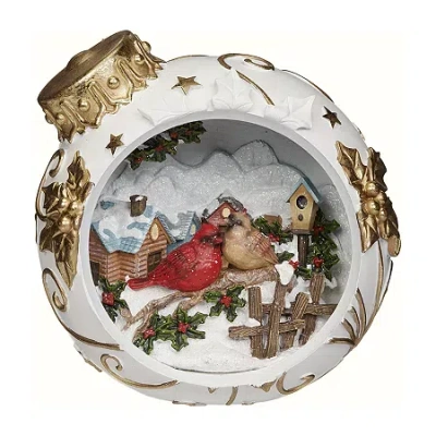 Roman 8"h Lighted Ornament Cardinal Carved Figure Christmas Tabletop Decor In White