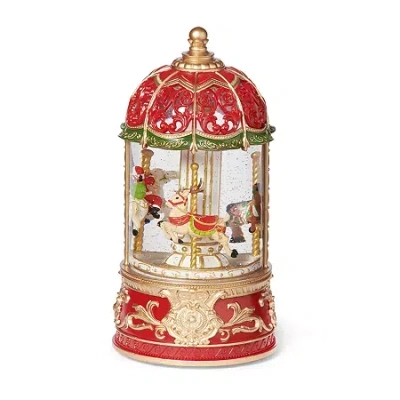 Roman 9" Led Carousel Santa & Reindeer Lighted Christmas Tabletop Decor In Multi