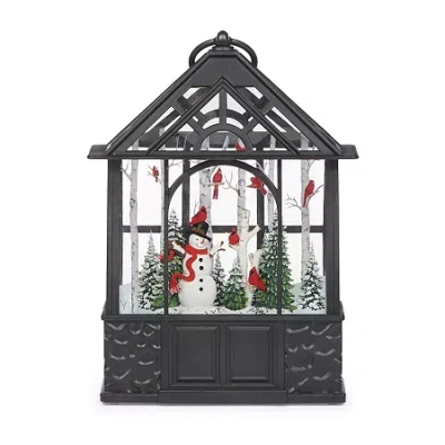 Roman 9.75in Lighted Swirl Snowman Christmas Tabletop Decor In Black