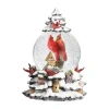 Roman 9in Lights Swirl Cardinal Dome Christmas Snow Globe In White