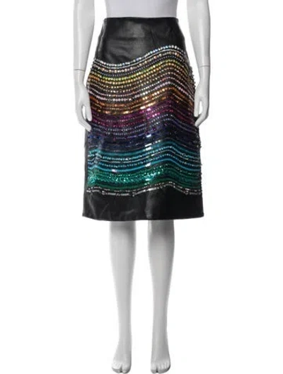 Pre-owned Romance Was Born Graphic Print Midi Length Skirt In Black