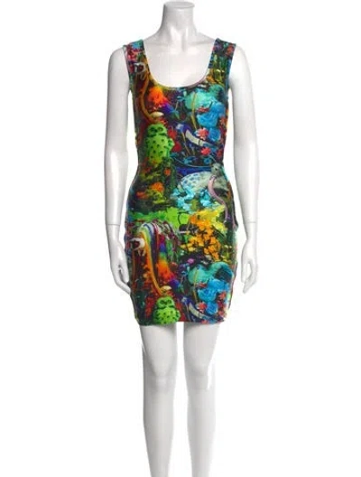 Pre-owned Romance Was Born Printed Mini Dress In Green