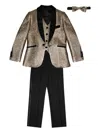 Romano Contrasting-trim Suit (set Of Four) In Gold