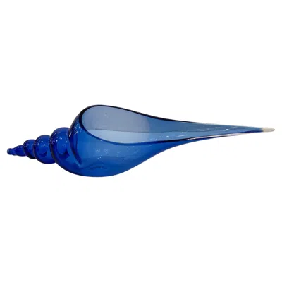 Pre-owned Romano Donà 1980  Italian Modern Cobalt Blue Murano Art Glass Spire Shell Bowl