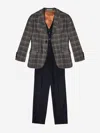Romano Suits Romano Boys Check 3 Piece Suit In Brown