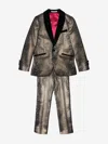 Romano Suits Romano Boys Snake Skin Jacquard 2 Piece Suit In Gold