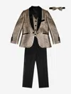 Romano Suits Romano Boys Velvet Shawl Collar 4 Piece Suit In Gold