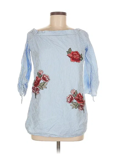 Pre-owned Romeo & Juliet Couture 3/4 Sleeve Blouse In Blue