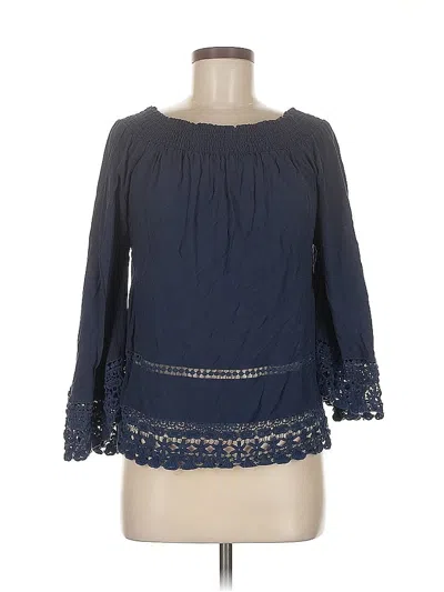 Pre-owned Romeo & Juliet Couture 3/4 Sleeve Blouse In Blue
