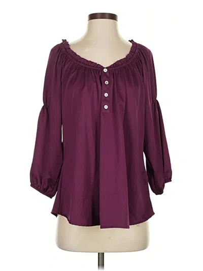 Pre-owned Romeo & Juliet Couture 3/4 Sleeve Blouse In Burgundy