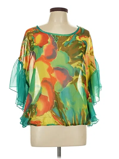 Pre-owned Romeo & Juliet Couture 3/4 Sleeve Blouse In Green