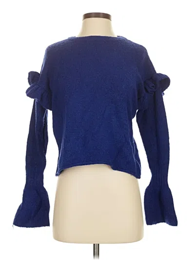 Pre-owned Romeo & Juliet Couture Long Sleeve Top Blue Keyhole Neckline Tops