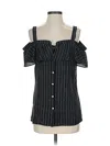 Romeo & Juliet Couture Short Sleeve Top Black Cold Shoulder Neckline Tops In Black