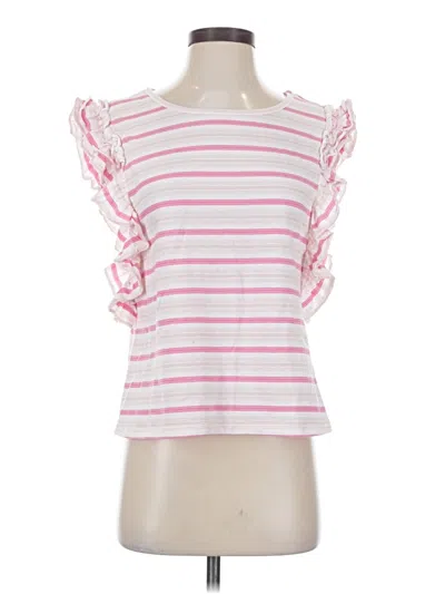 Pre-owned Romeo & Juliet Couture Short Sleeve Top Pink Ruffles Neckline Tops