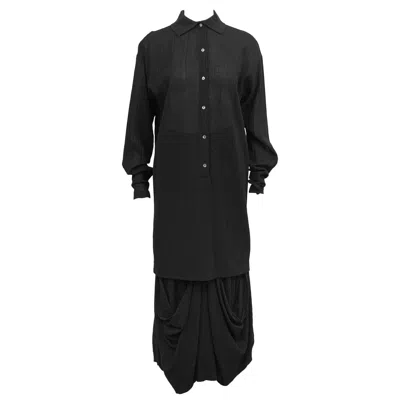 Pre-owned Romeo Gigli 1980s  Black Shirt And Skirt Ensemble