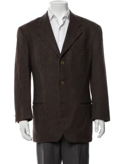 Pre-owned Romeo Gigli 1990's Tweed Pattern Blazer In Brown