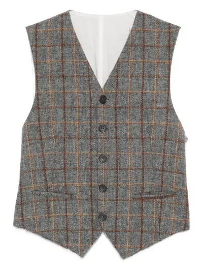 Pre-owned Romeo Gigli 1990s Checked Waistcoat In Gray