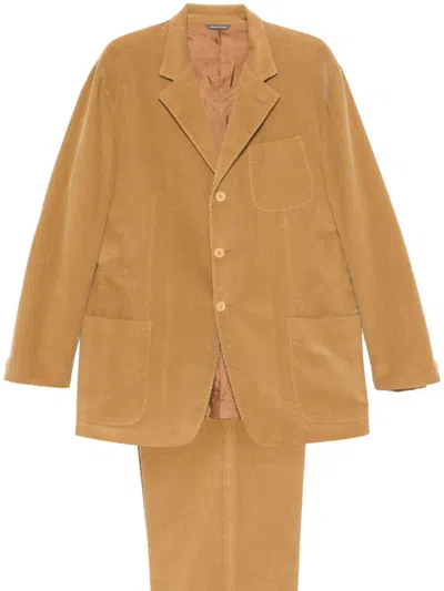 Pre-owned Romeo Gigli 1990s Corduroy Suit In Neutrals