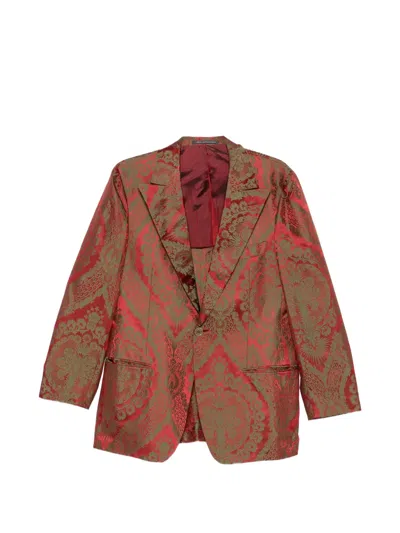 Pre-owned Romeo Gigli 1990s Damask-pattern Blazer In Red