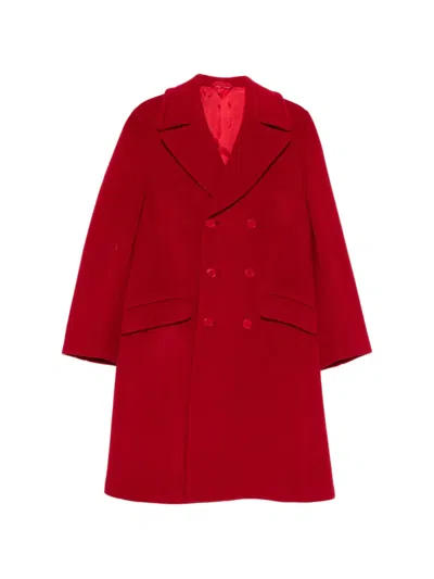 Pre-owned Romeo Gigli 1990s Double-breasted Wool Coat In Red