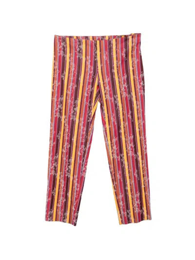 Pre-owned Romeo Gigli 1990s Floral-print Striped Trousers In Red