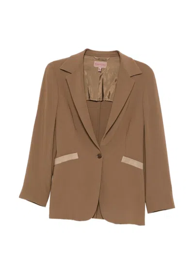 Pre-owned Romeo Gigli 1990s Grosgrain-trim Single-breasted Jacket In Brown