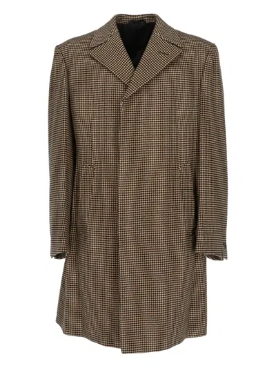 Pre-owned Romeo Gigli 1990s Patterned Coat In Brown