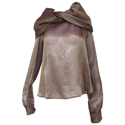 Pre-owned Romeo Gigli 1990s  Bronze Irridescent Blouse In Gray