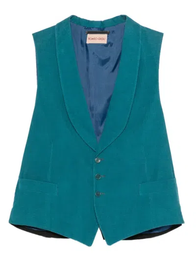 Pre-owned Romeo Gigli 1990s Shawl-collar Gilet In Blue